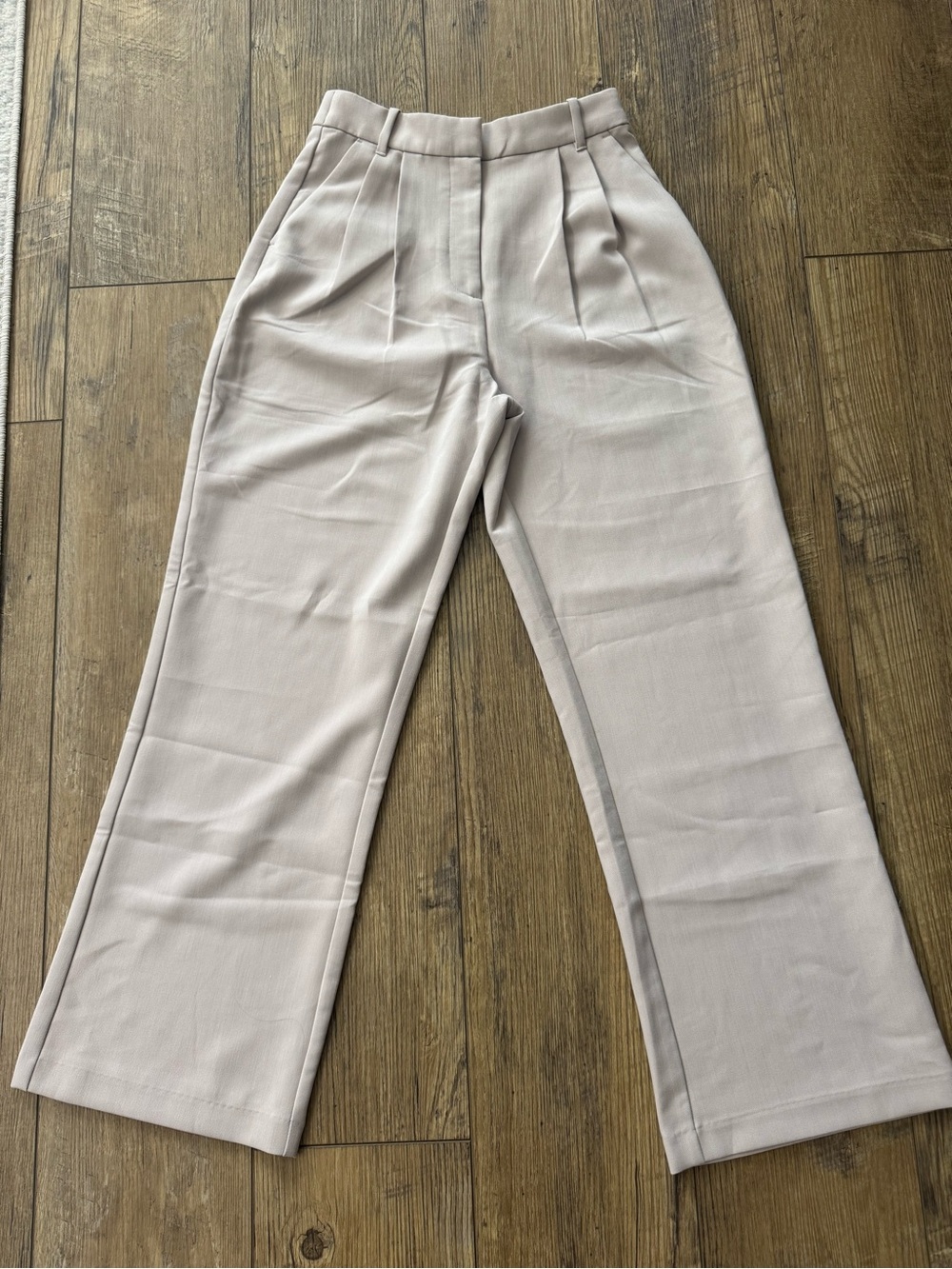 Abercrombie & Fitch Wide-Leg High-Rise Pants in Light Taupe
